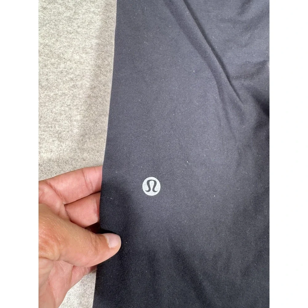 Lululemon Leggings Womens‎ 10 Black Ankle Mid Rise Yoga Gym Print Waistband